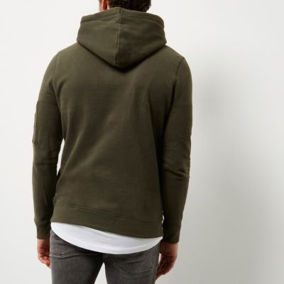 Dark green zip sleeve hoodie